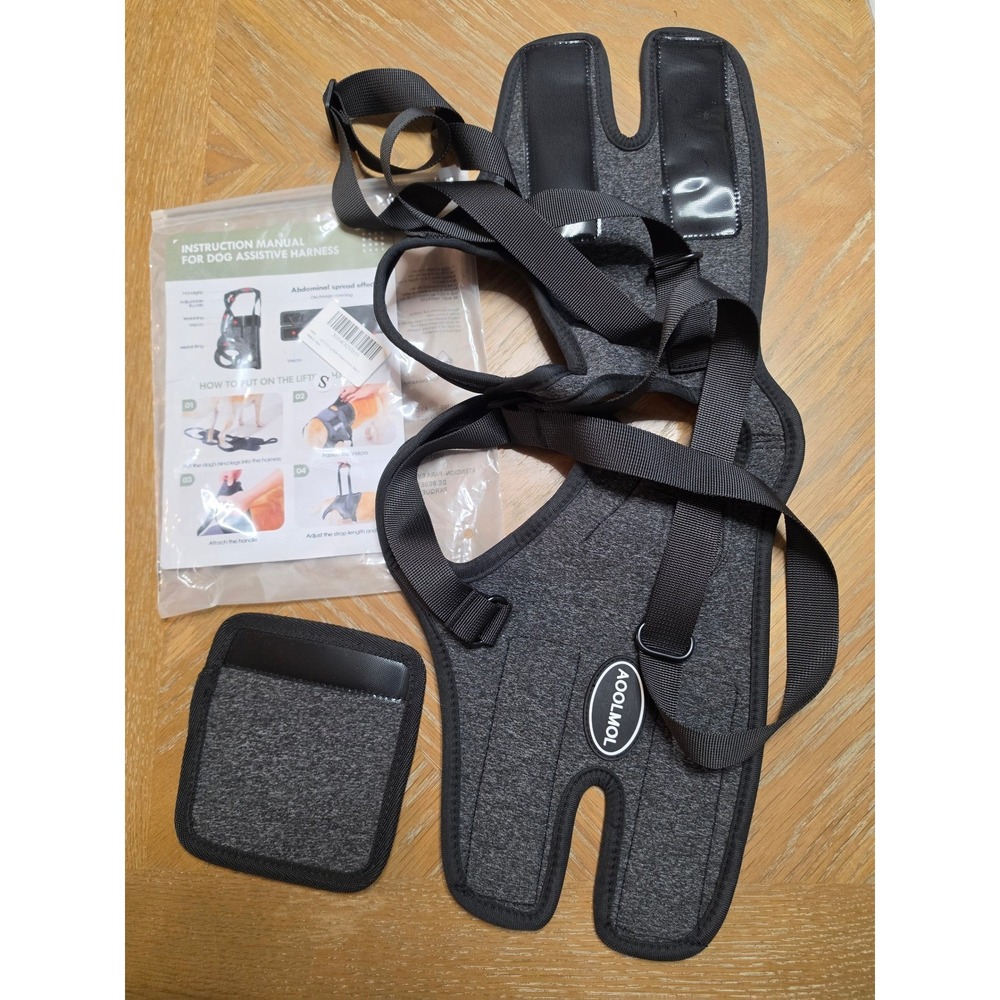 AOOLMOL Dog Assistive Harness Rear Leg Lift Support Sling Dark Grey, Small NEW